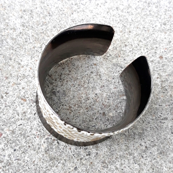 Cuff Bracelet/ Metallic Exotic Print Faux Suede Detail/Statement Bracelet/ Boho - Picture 6 of 15
